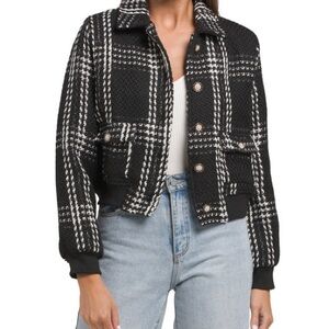 Laundry by Shelli Segal Black & White Tweed Cropped Jacket NWT